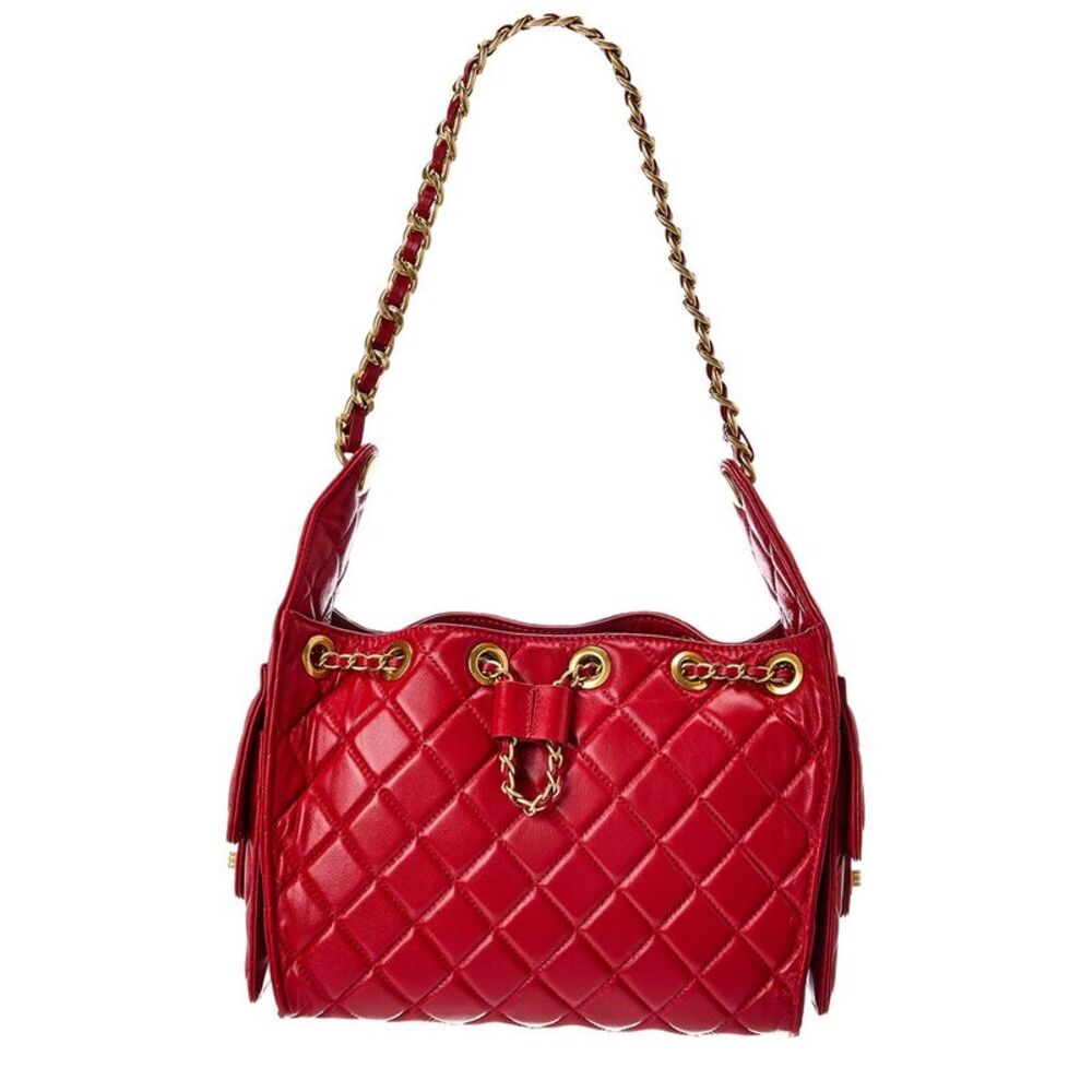 Tiffany & Fred Paris Quilted Leather Shoulder Bag, Red